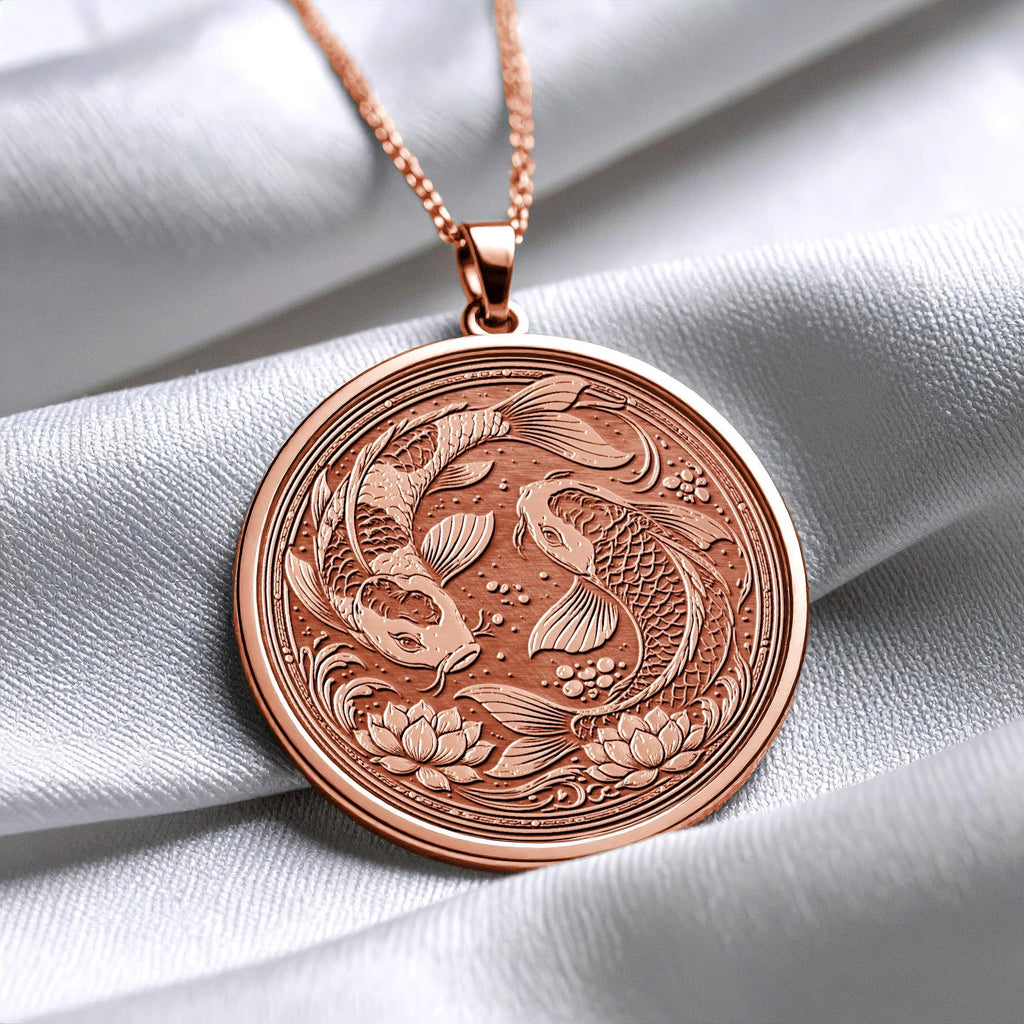 Koi Fish Yin Yang Pendant - Necklace for Good Fortune and Harmony