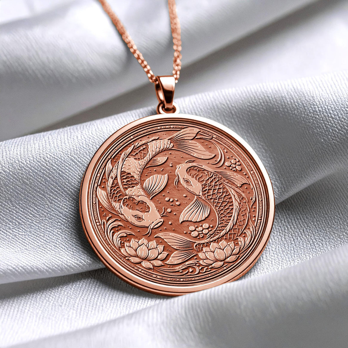 Koi Fish Yin Yang Pendant - Necklace for Good Fortune and Harmony