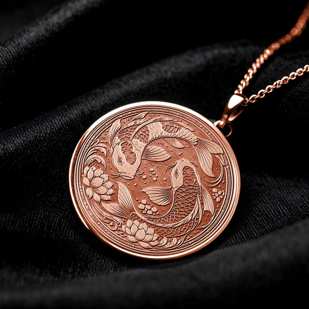 Koi Fish Yin Yang Pendant - Necklace for Good Fortune and Harmony