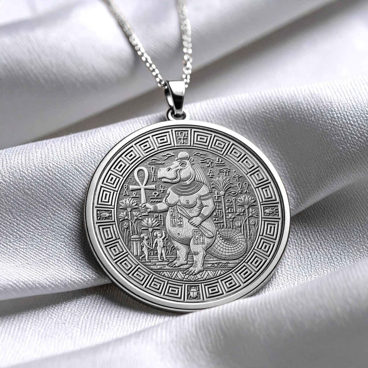 Ancient Egyptian Taweret Pendant Necklace : Protector of Mothers and Children