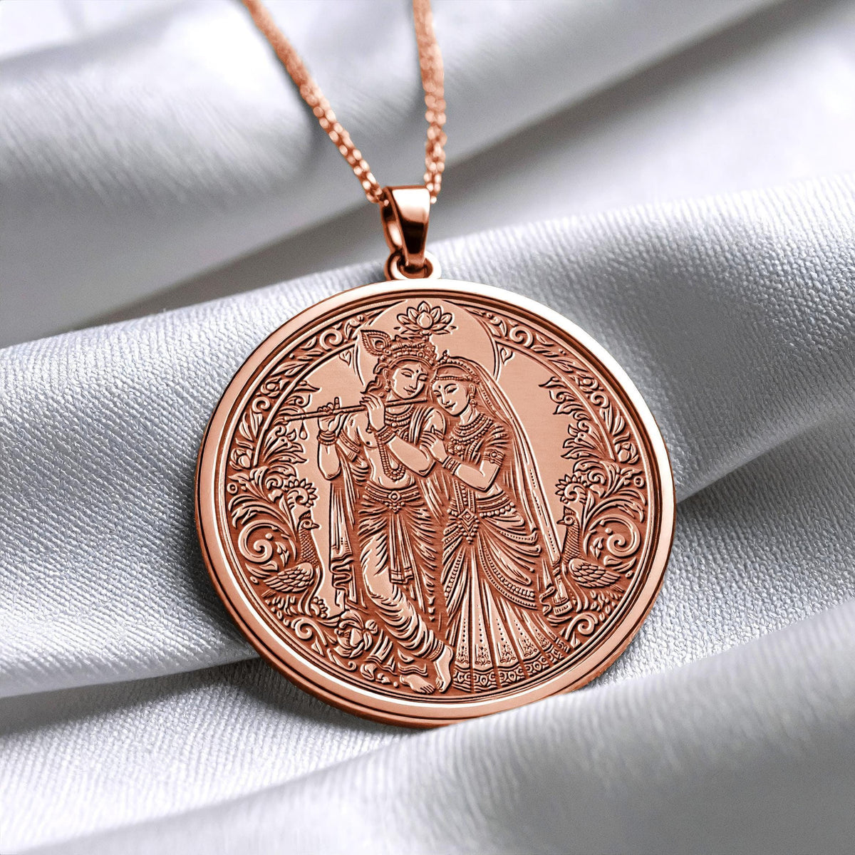 Divine Love Radha Krishna Pendant Necklace