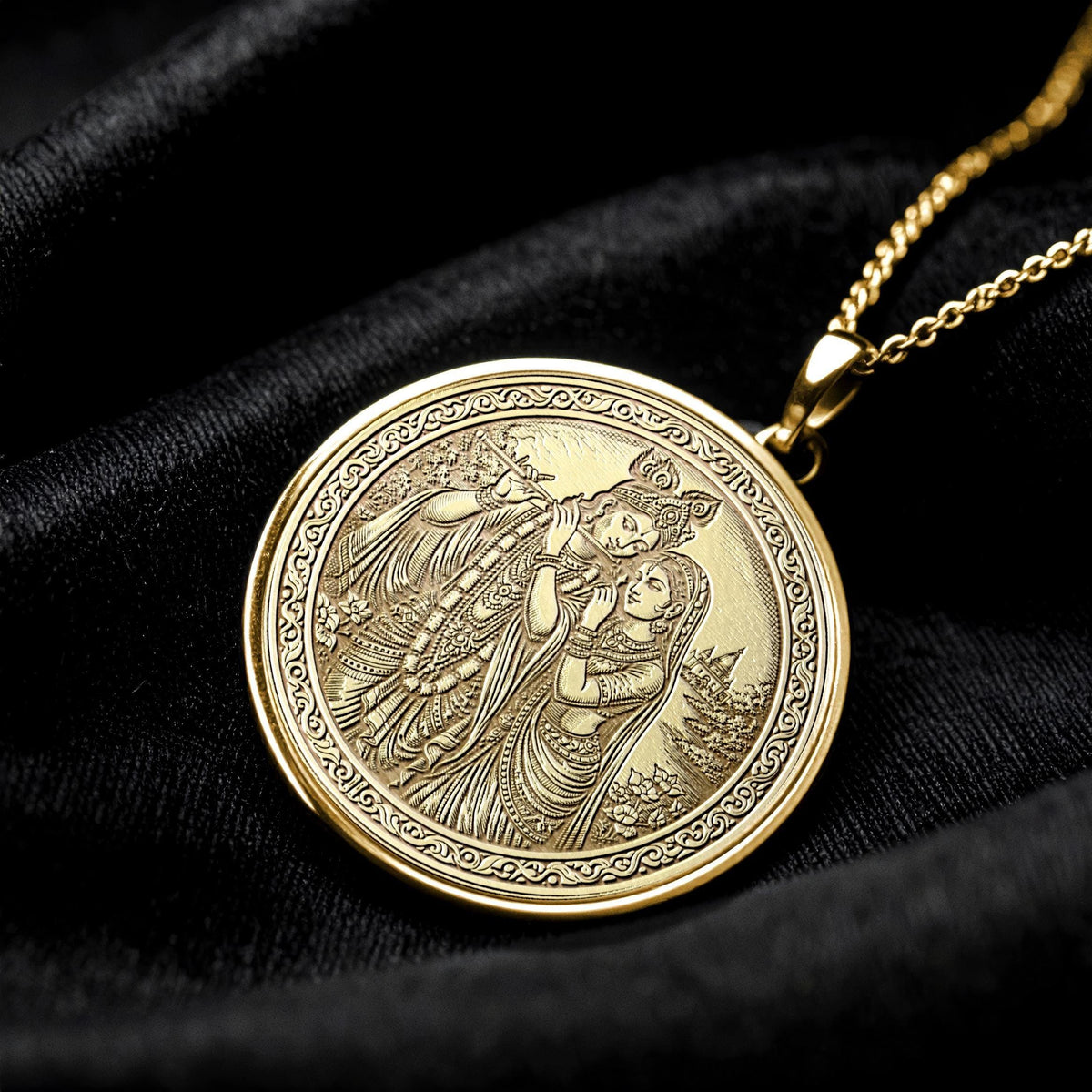 Eternal Love Radha Krishna Pendant Necklace
