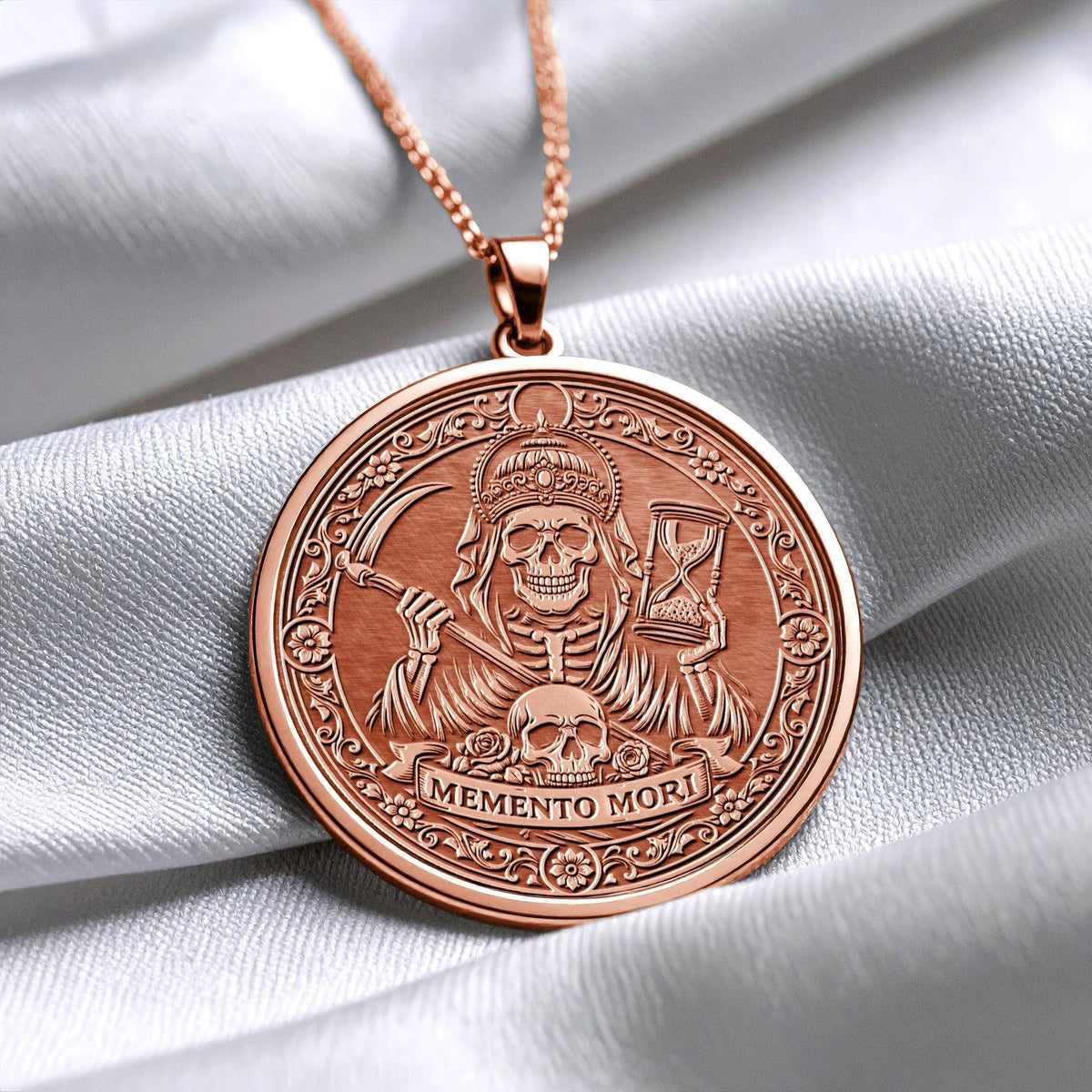 Memento Mori Skull Pendant Necklace, Gothic Necklace, Symbolic Reminder Jewelry