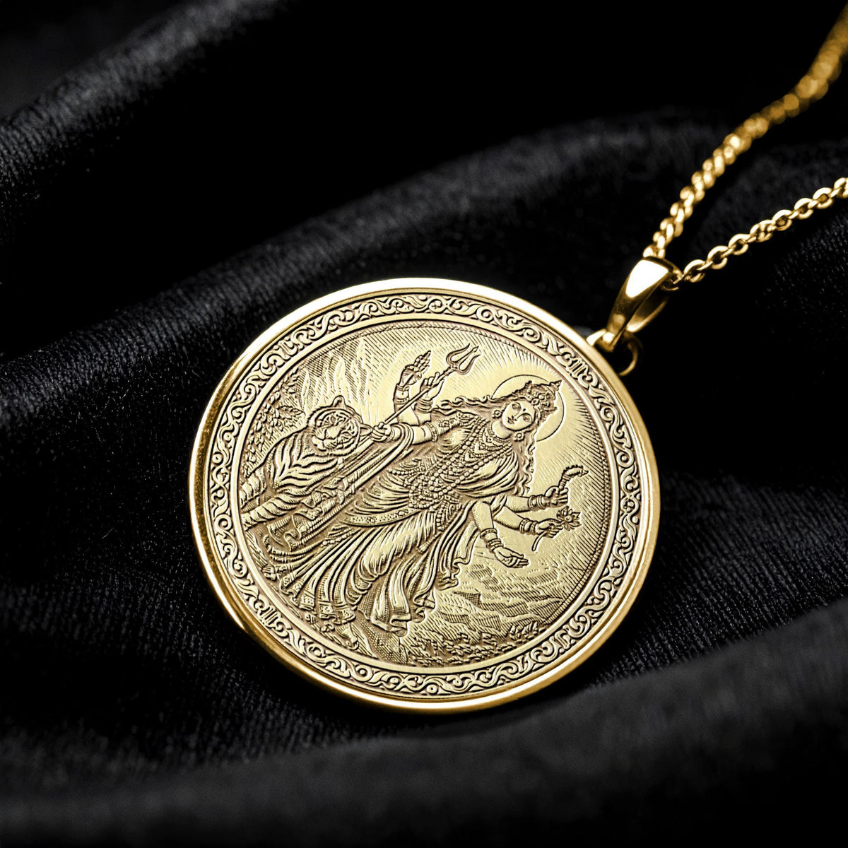 Durga Goddess Pendant Necklace Symbol of Strength