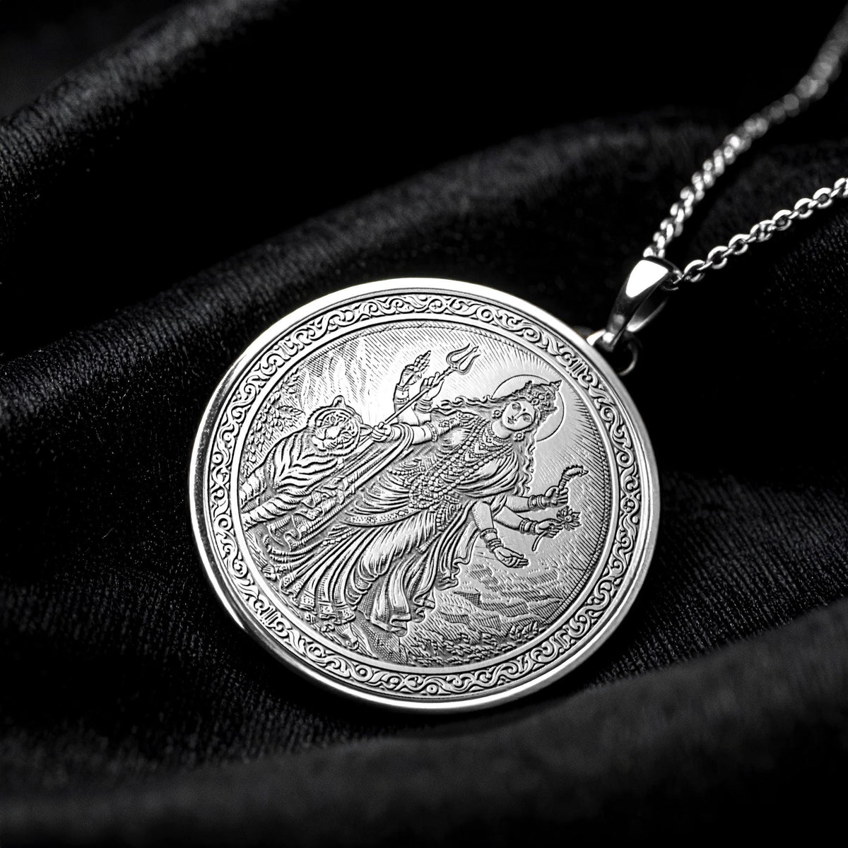 Durga Goddess Pendant Necklace Symbol of Strength