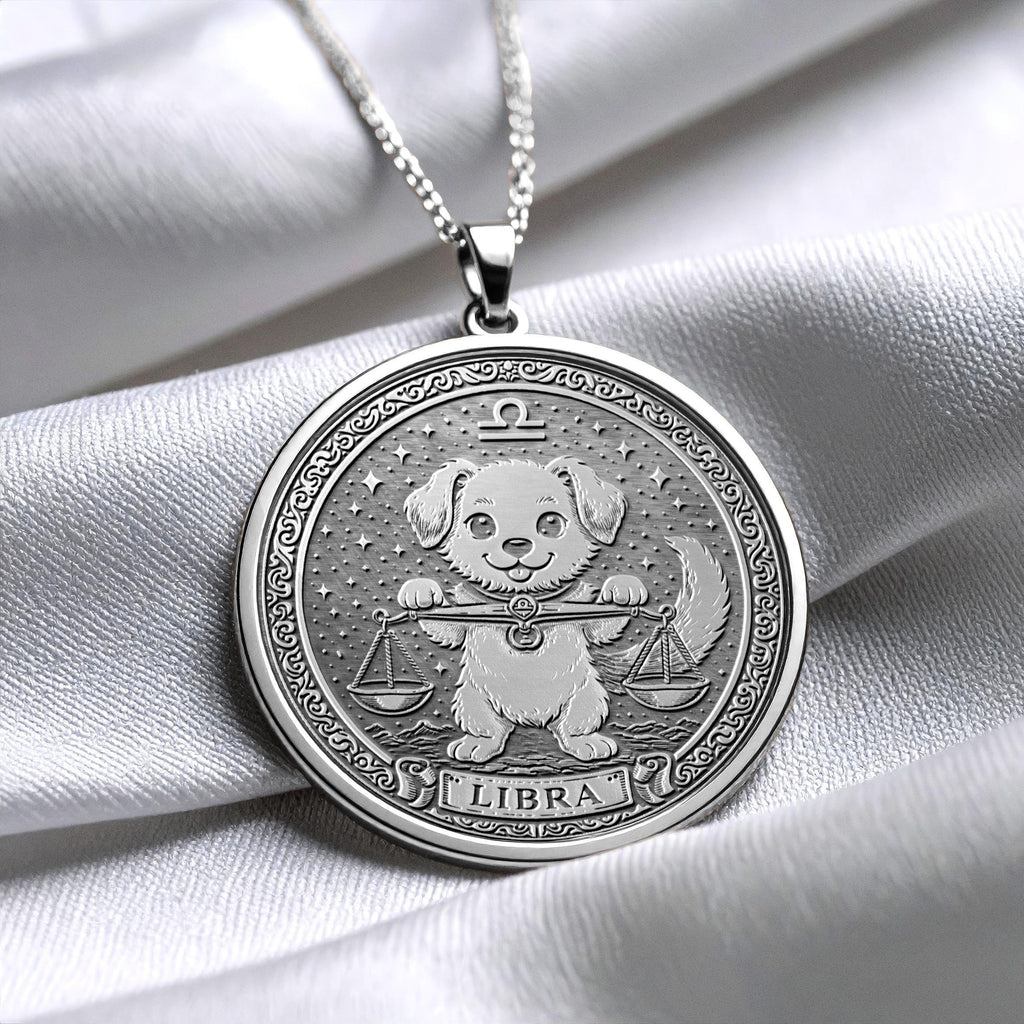 Libra Dog Zodiac Pendant Necklace – Peaceful Heart Charm