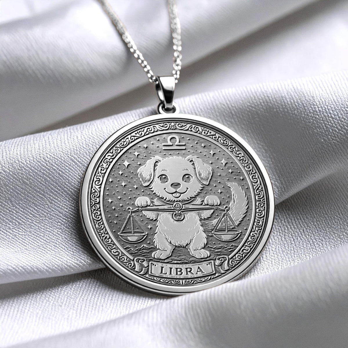 Libra Dog Zodiac Pendant Necklace – Peaceful Heart Charm