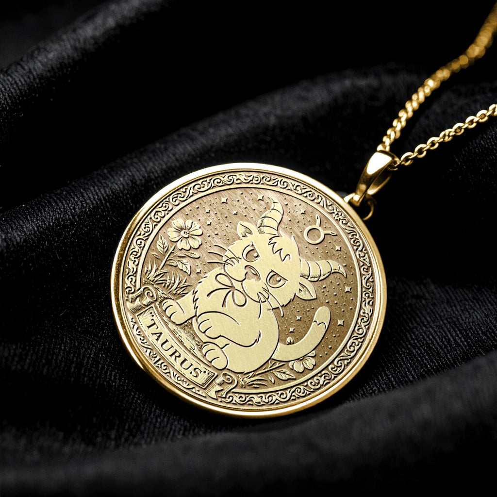 Sterling Silver Cat Taurus Zodiac Pendant Necklace