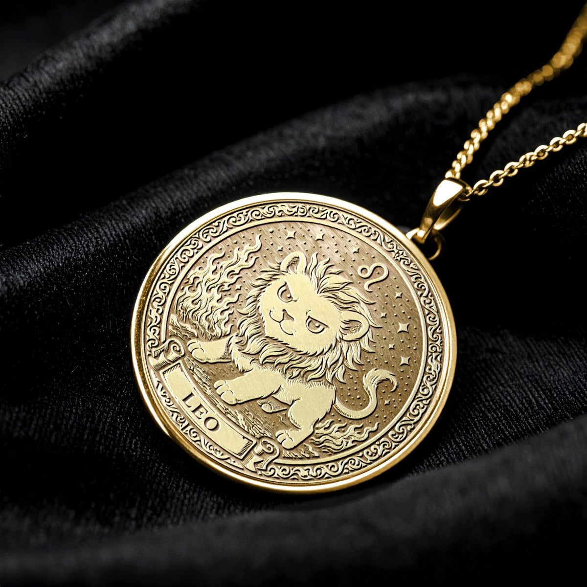Leo Zodiac Pendant Necklace – 14k Gold Plated, Handmade