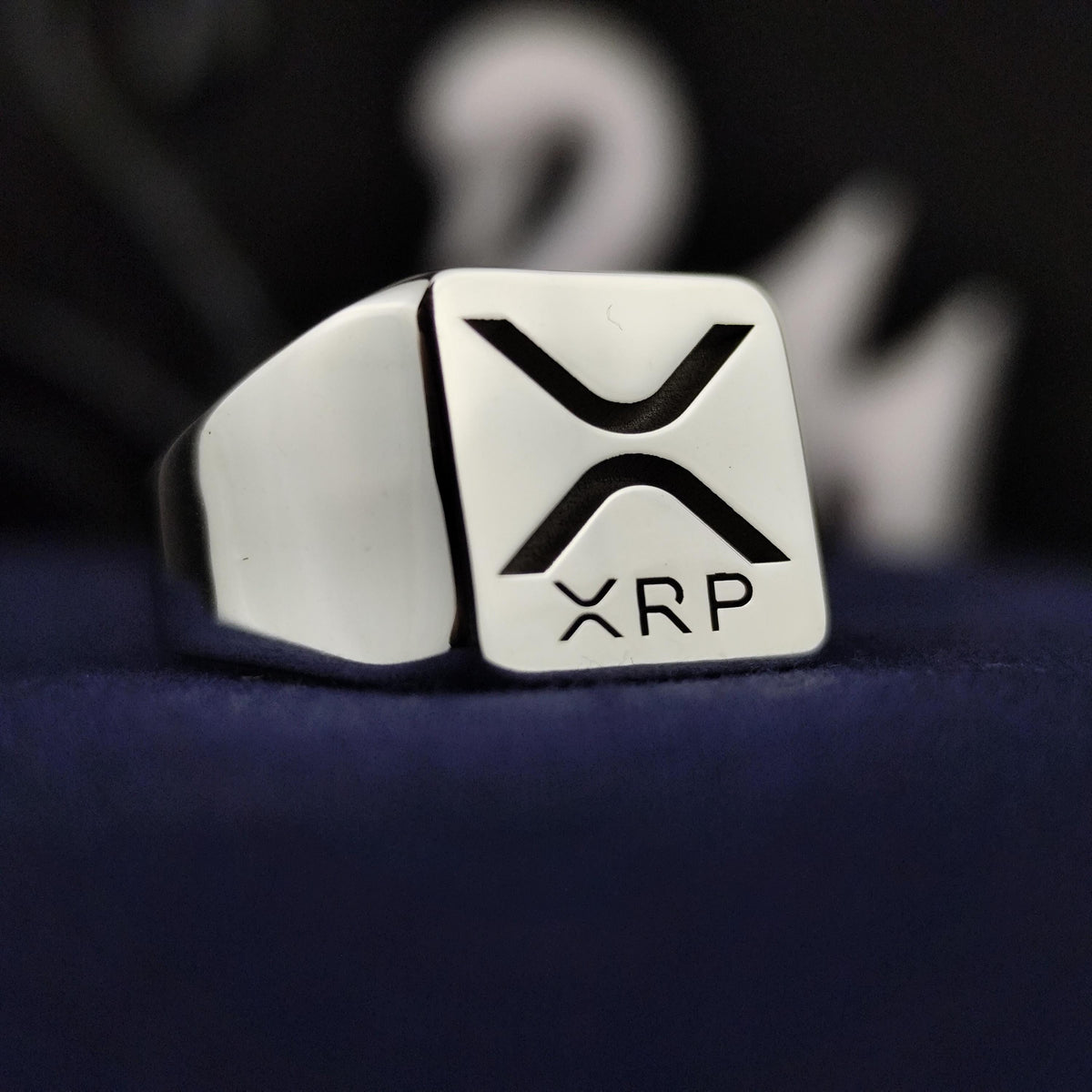 XRP Signet Ring, 925 Sterling Silver Ripple Logo, Square Crypto Jewelry, Blockchain Investor Gift
