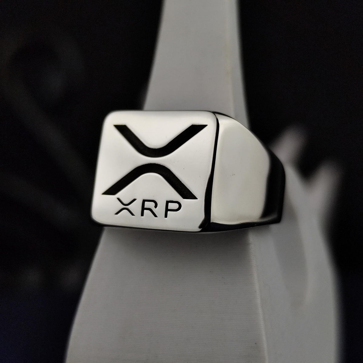 XRP Signet Ring, 925 Sterling Silver Ripple Logo, Square Crypto Jewelry, Blockchain Investor Gift