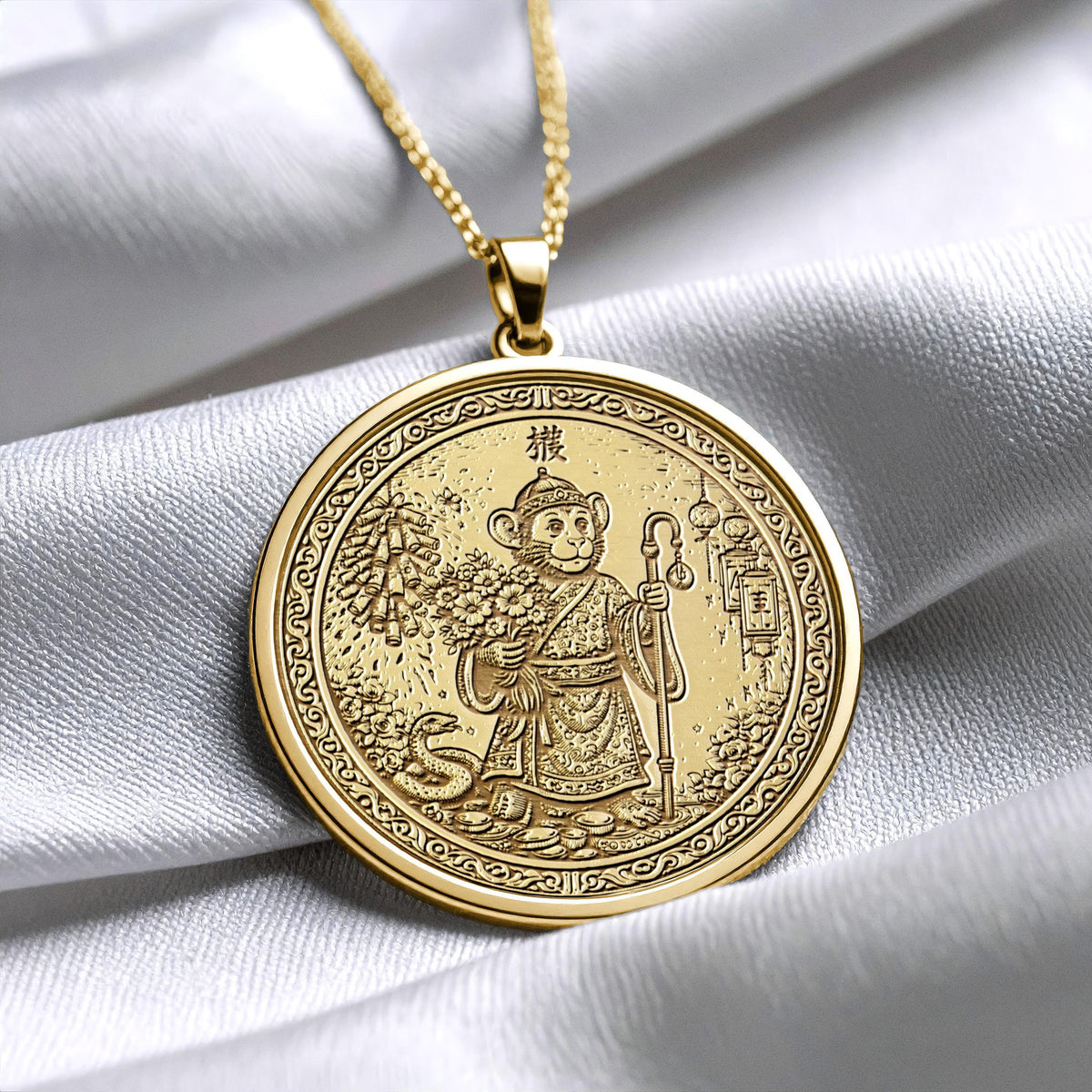 Year of the Monkey Chinese Zodiac Necklace -Pendant of Intelligence, Luck & Playful Energy