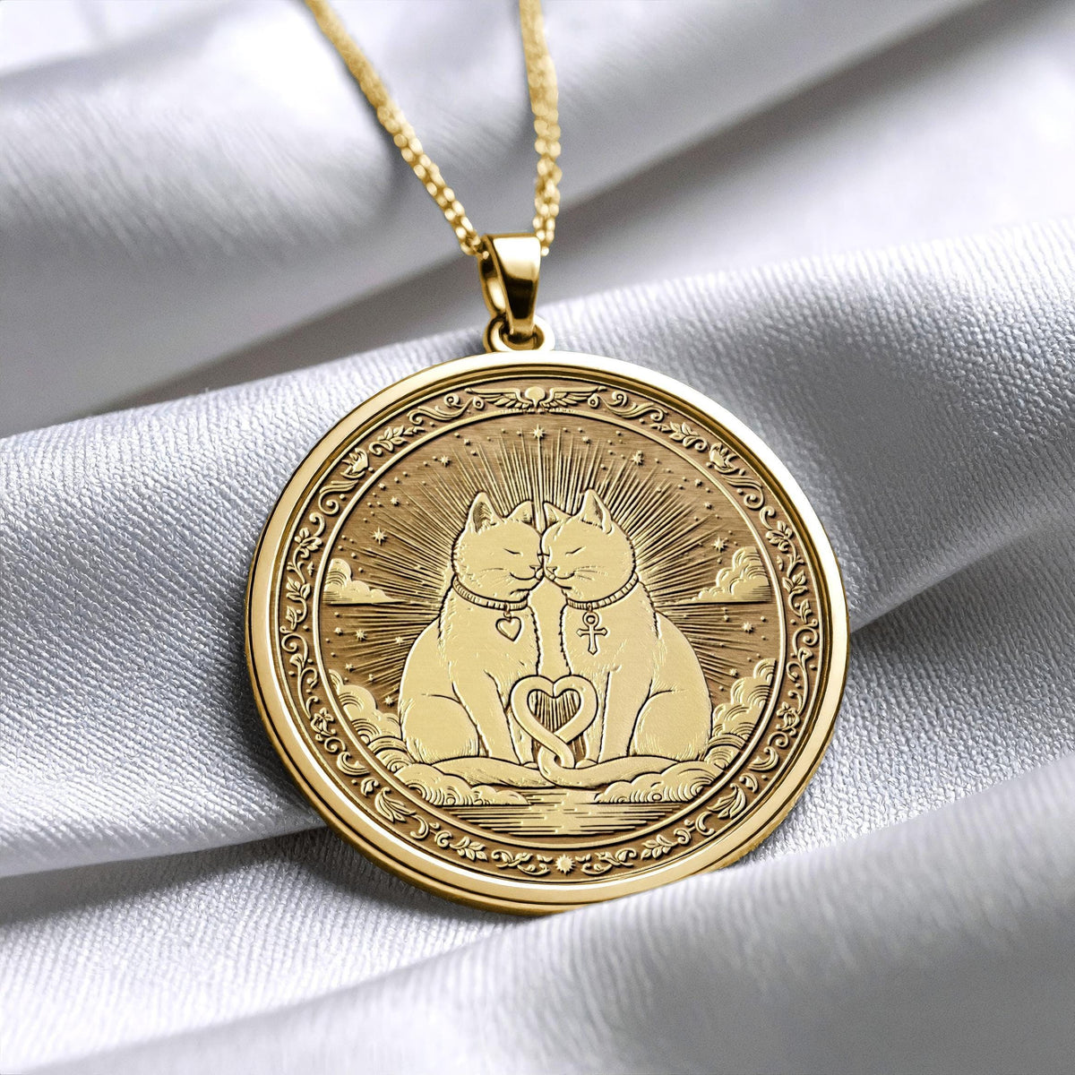 Two Cats Soulmate Symbol Necklace -  A Symbol of Heartfelt Connection