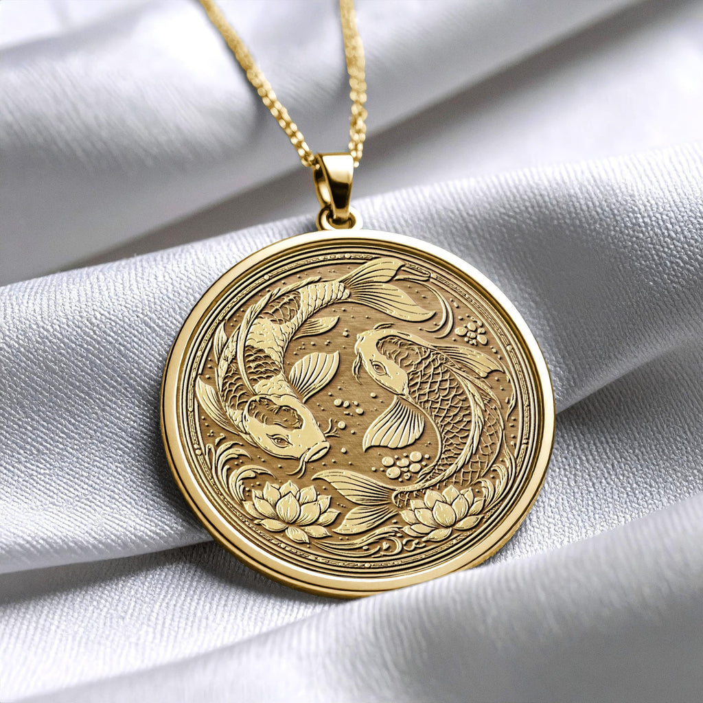 Koi Fish Yin Yang Pendant - Necklace for Good Fortune and Harmony