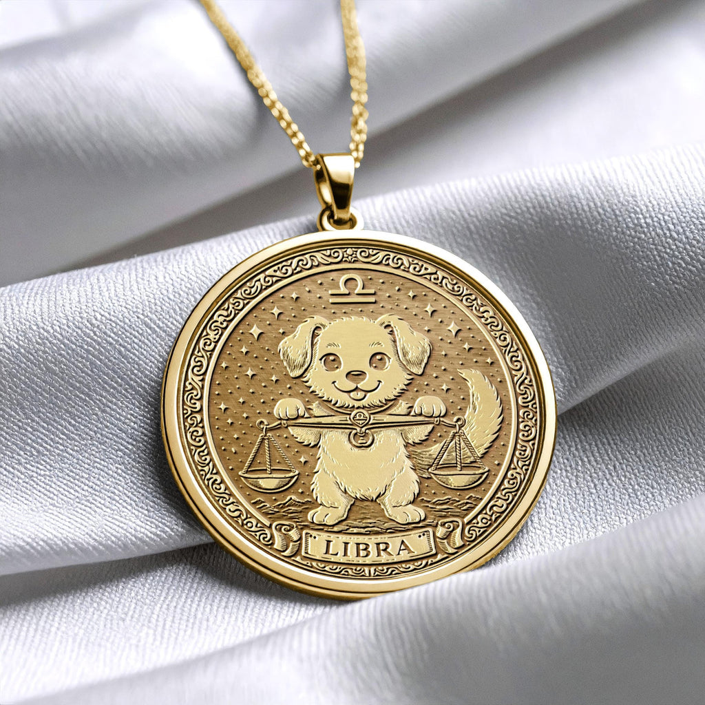Libra Dog Zodiac Pendant Necklace – Peaceful Heart Charm
