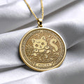Pisces Zodiac Cat Necklace – 14K Gold Pendant, Astrology Gift