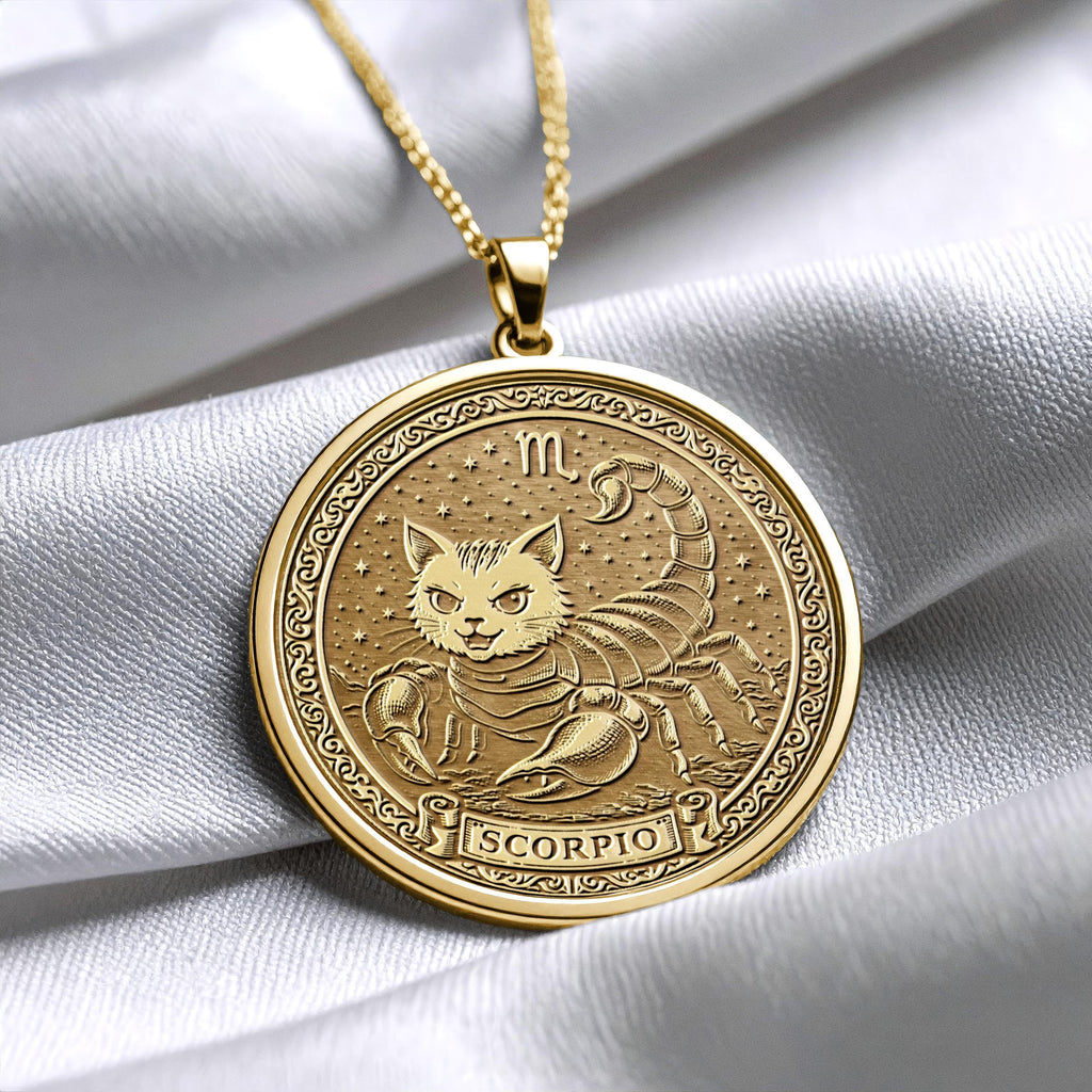 Cat Scorpio Zodiac Pendant – Sterling Silver Necklace