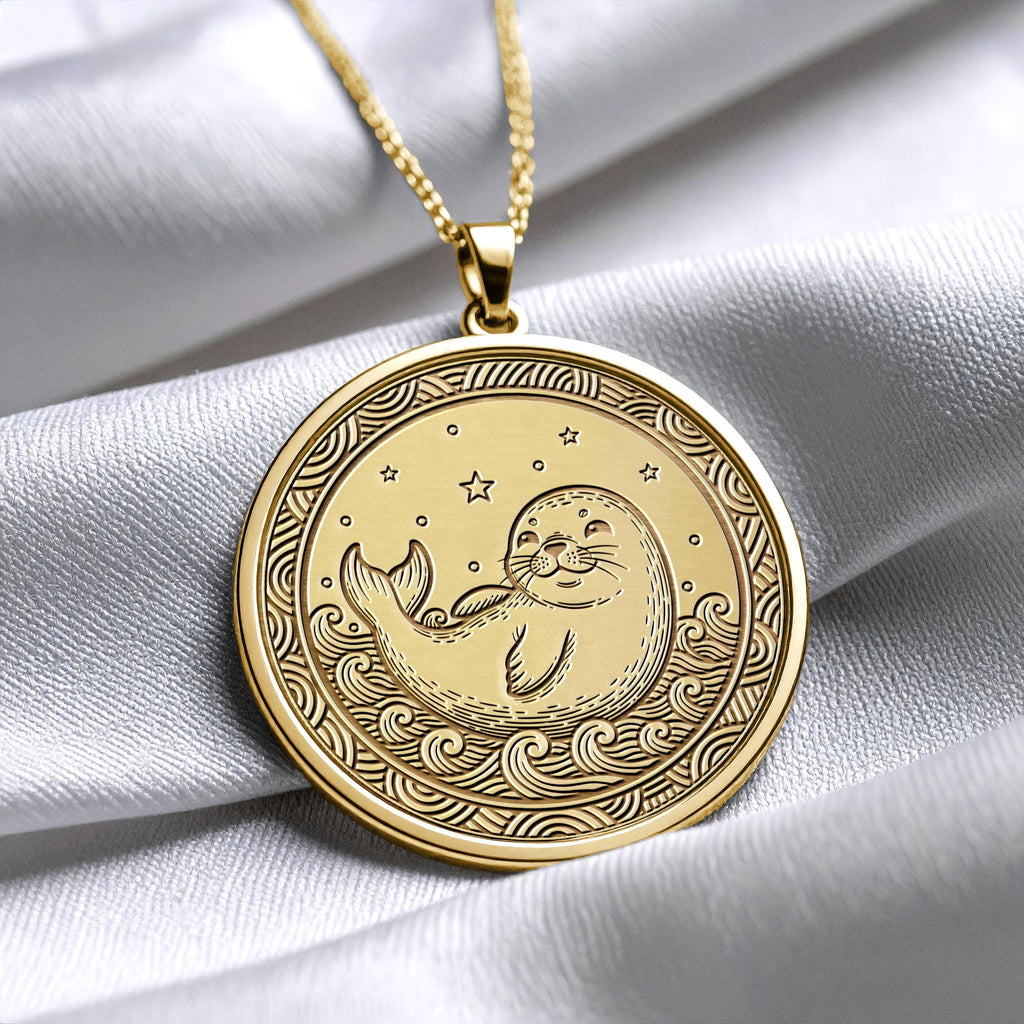 Baby Seal Medallion Necklace – Ocean Animal Charm, Sterling Silver