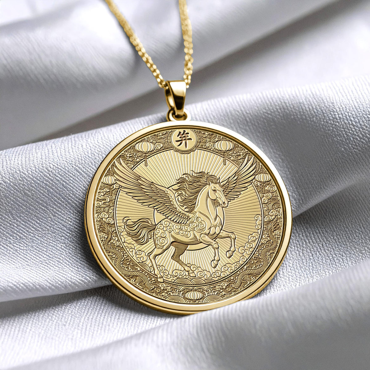 Year of the Horse Pendant Necklace, Chinese Zodiac Jewelry , Lucky Symbol Gift, Animal Necklace