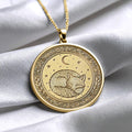 Sleeping Fox Necklace: Moonlit Kitsune Pendant with Stars