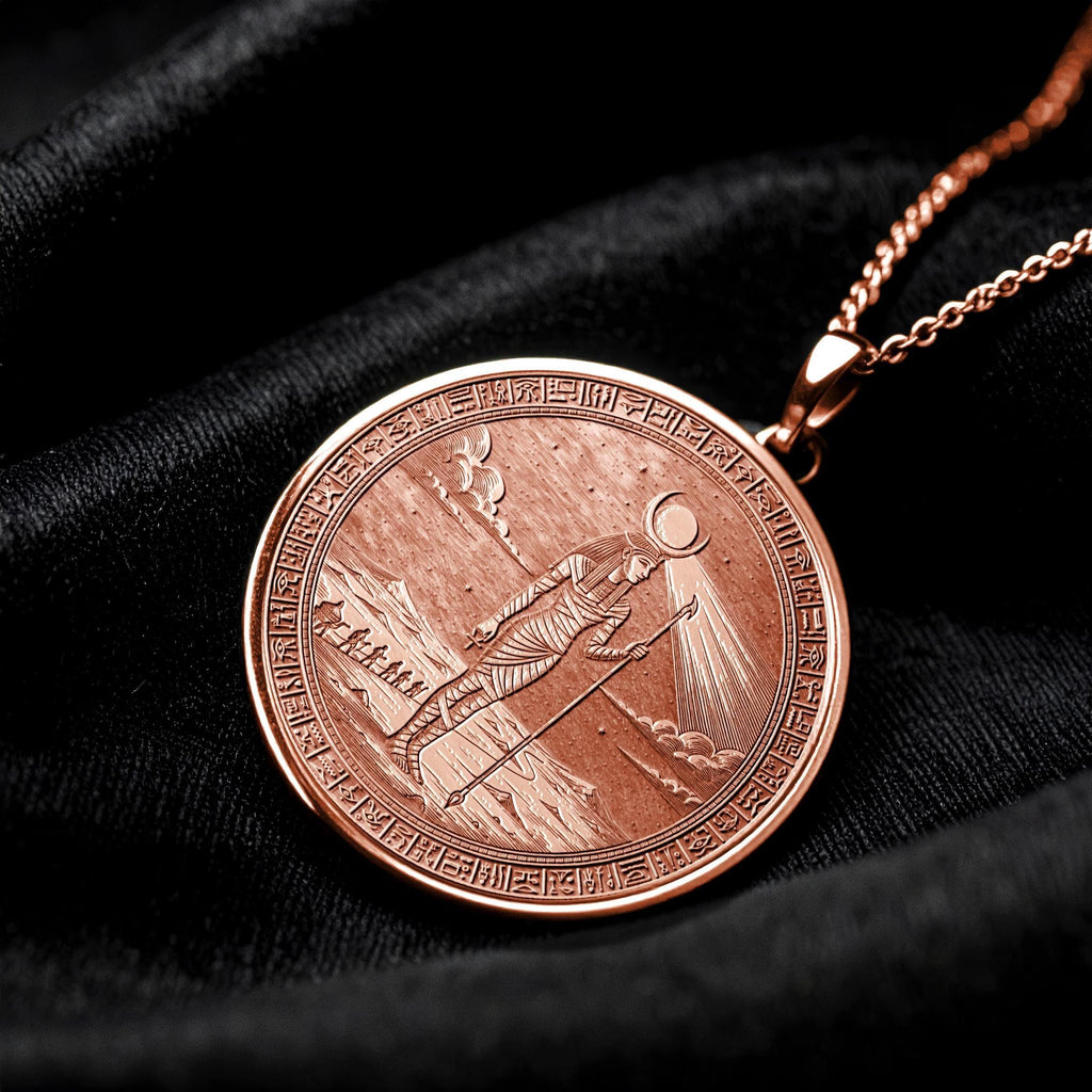 Egypt God Khonsu Pendant Necklace : Moon God Jewelry , Celestial Traveler Medallion