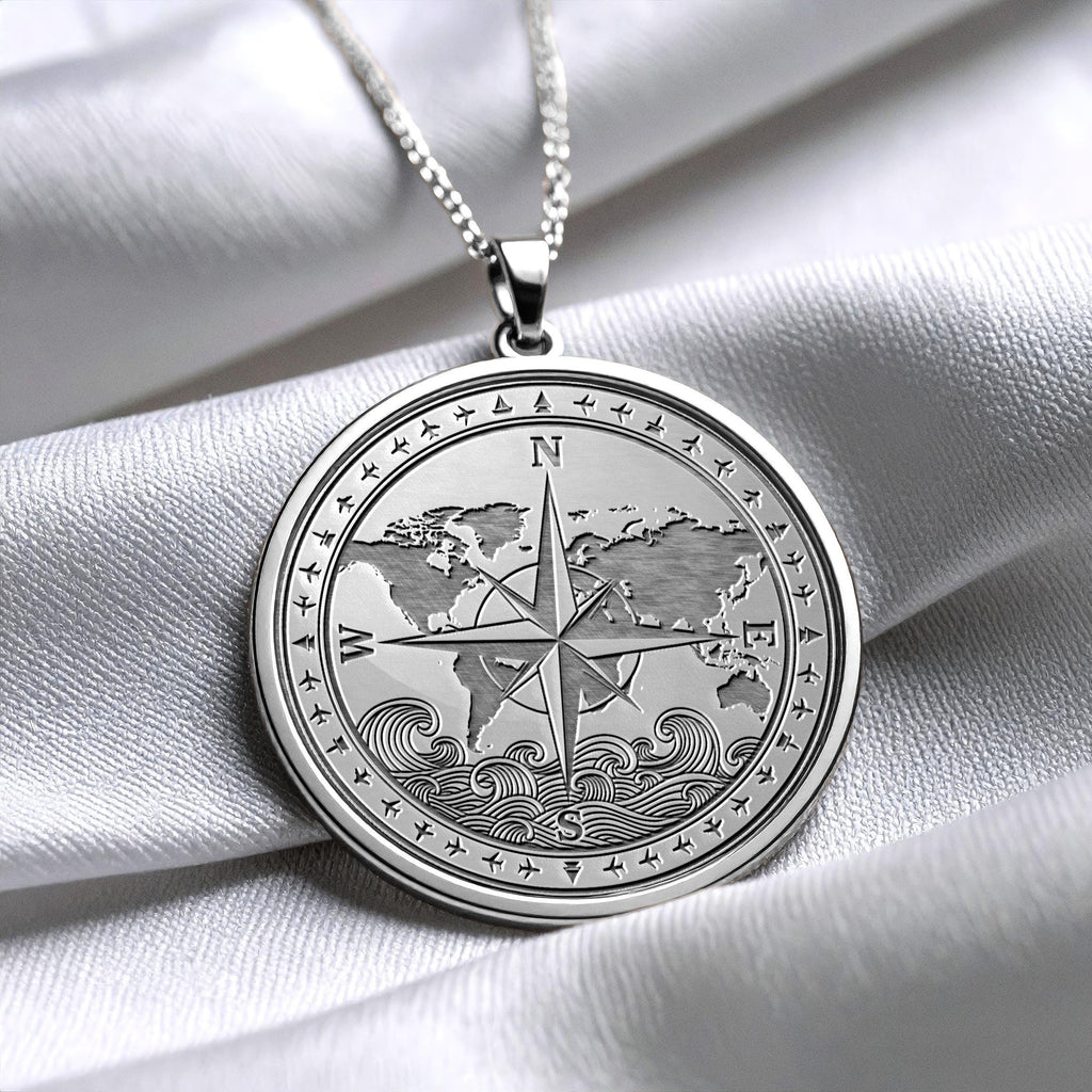 World Map Compass Necklace - Pendant of Direction and Freedom