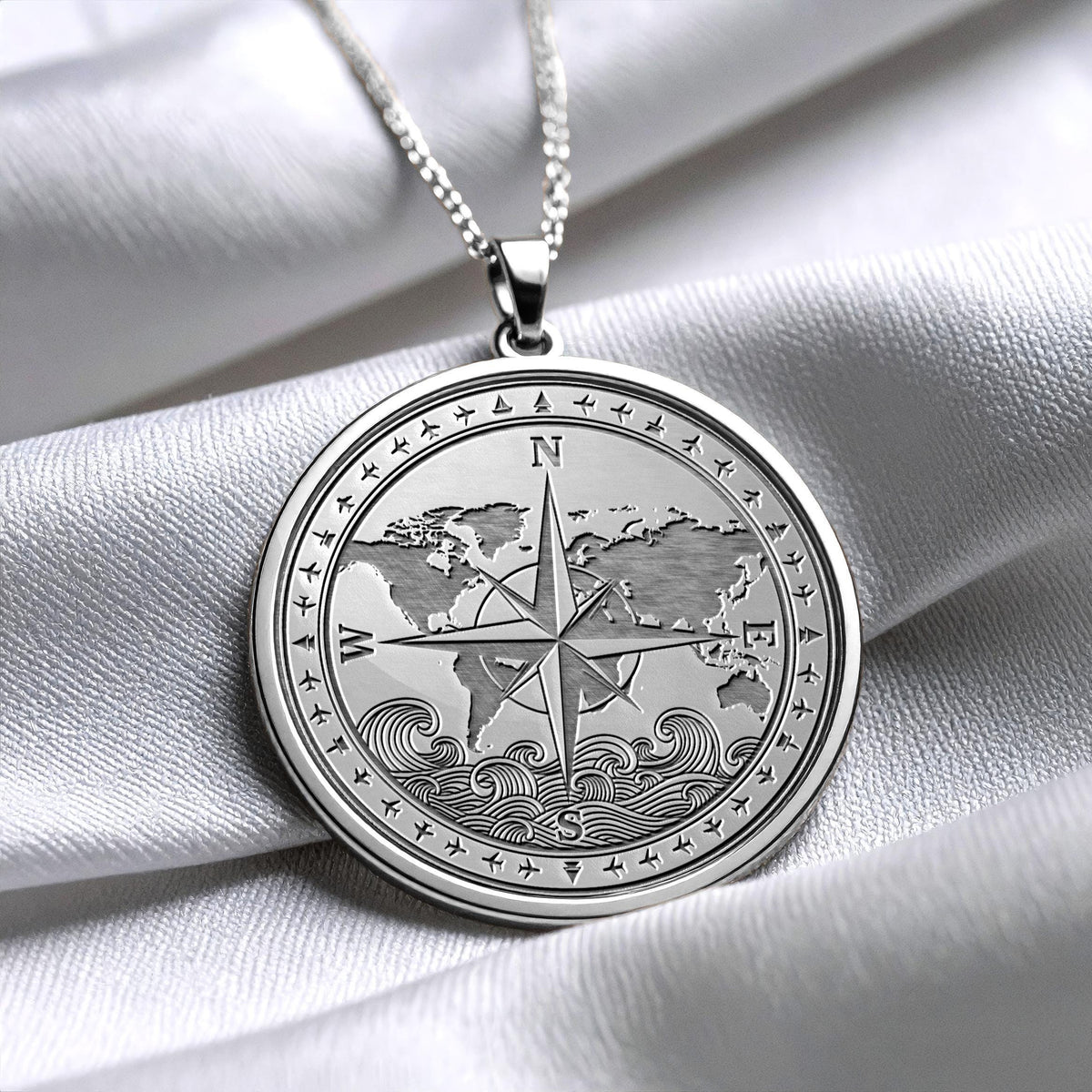 World Map Compass Necklace - Pendant of Direction and Freedom