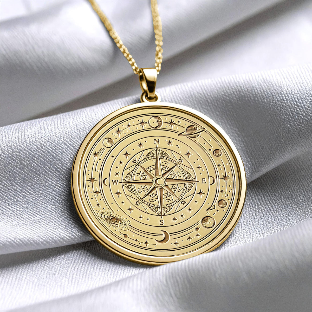 Nortstar Compass Necklace, - 14K Gold Directional