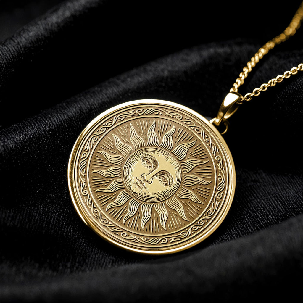 Gold Sun Pendant Symbolic Hope Necklace , Valentines Day Gifted