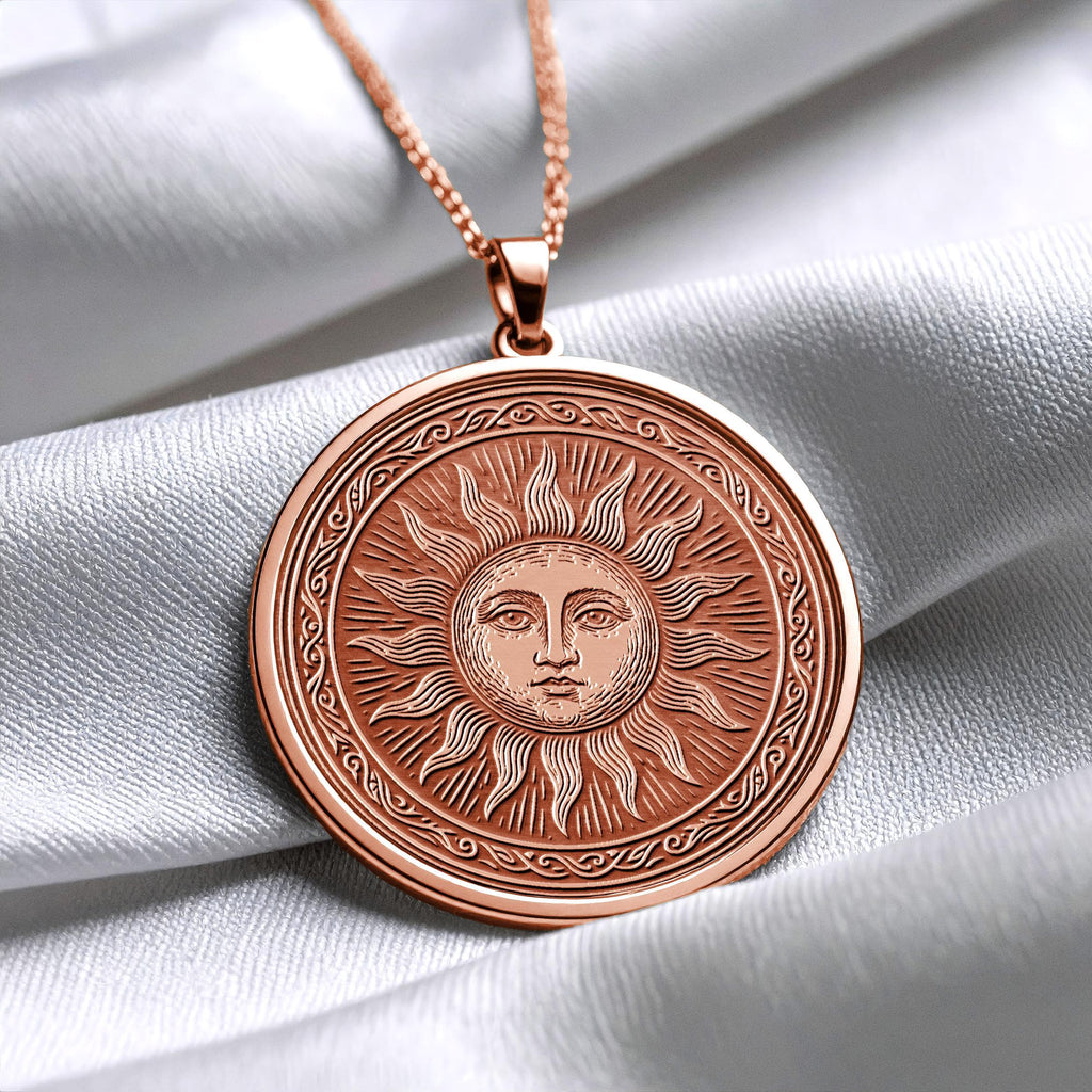 Gold Sun Pendant Symbolic Hope Necklace , Valentines Day Gifted