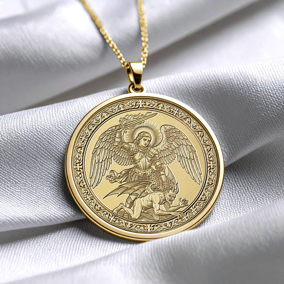 Archangel Michael Pendant Necklace, Protection Jewelry, Catholic Necklace, Symbolic Spiritual Necklace