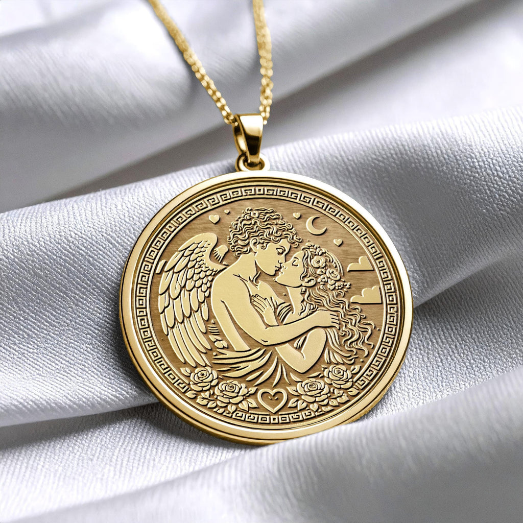 Eros Psyche Love Symbol Gold Necklace