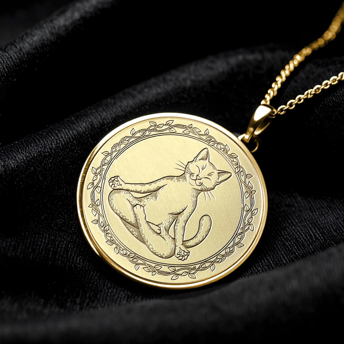 Meditating Cat Necklace Spiritual Feline Pendant
