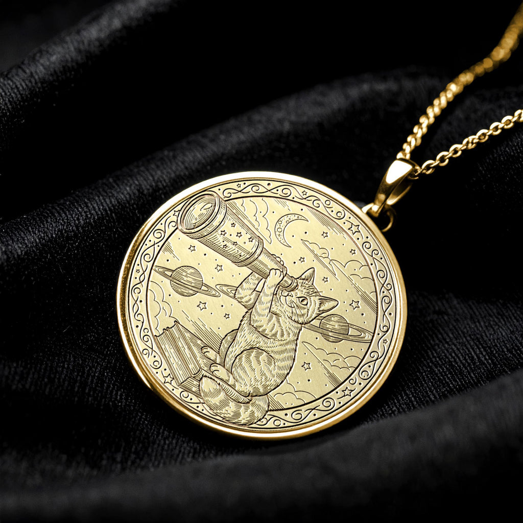 Elegant Cat Medallion Necklace, Cat Lover Jewelry Gift