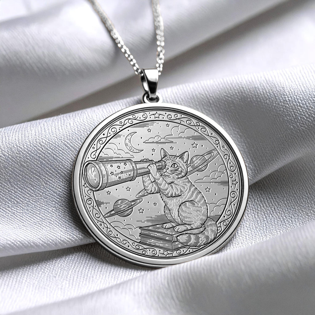 Elegant Cat Medallion Necklace, Cat Lover Jewelry Gift