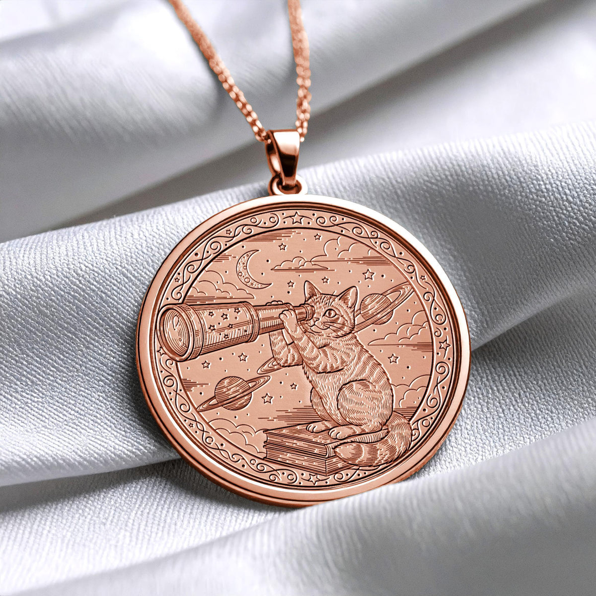 Elegant Cat Medallion Necklace, Cat Lover Jewelry Gift