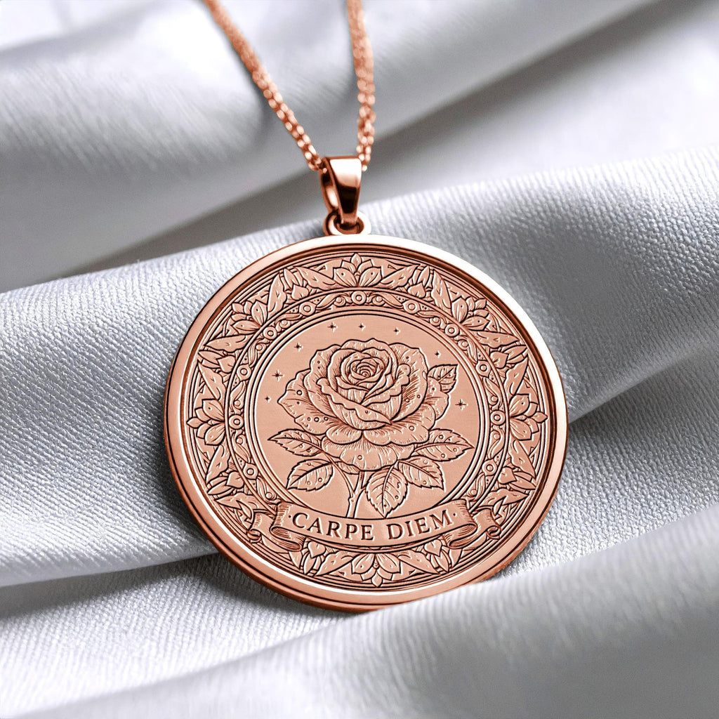Latin Motto Carpe Diem Pendant ,Seize the day Stoic Philosophy Necklace