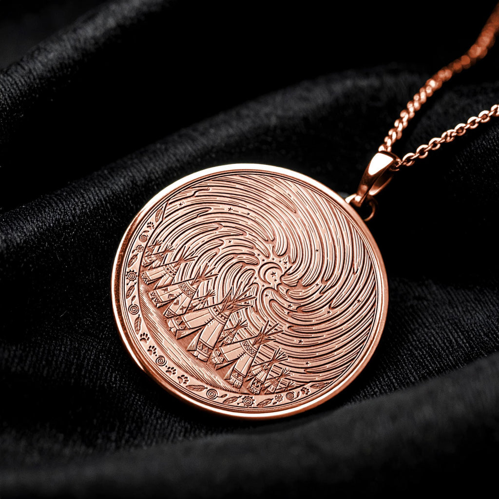 Sacred Camp Pendant : 14K Gold Spirit of the Moon Necklace , Smoke & Ancestral Connection Jewelry