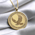 Gold Eagle Spirit Pendant , Silver Sacred Totem of Freedom, Vision, and Strength