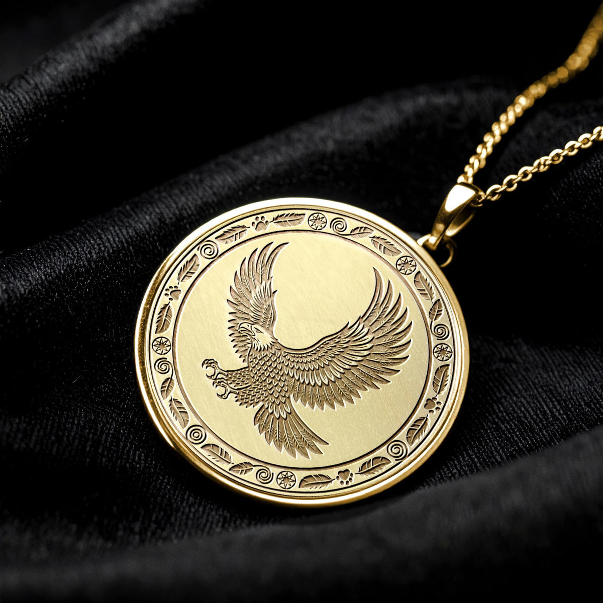 Gold Eagle Spirit Pendant , Silver Sacred Totem of Freedom, Vision, and Strength