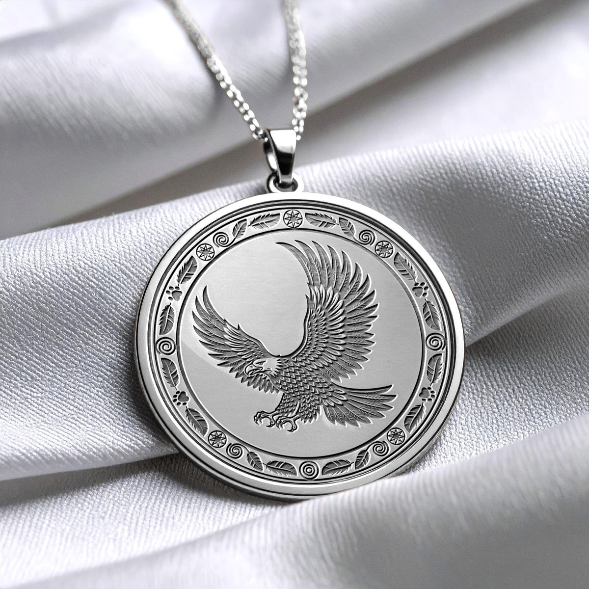 Gold Eagle Spirit Pendant , Silver Sacred Totem of Freedom, Vision, and Strength