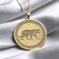 14K Gold Cosmic Jaguar Pendant: Celestial Spirit Necklace