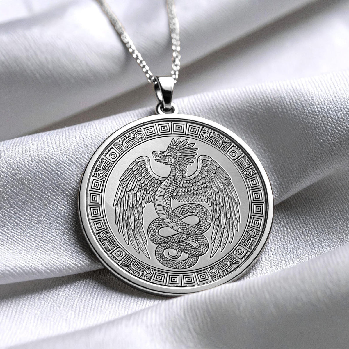 Quetzalcoatl Necklace: Plumed Serpent Aztec God Pendant