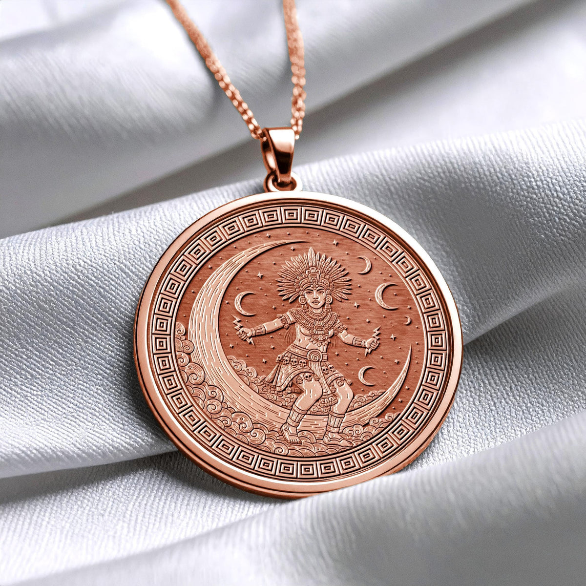 Coyolxauhqui Necklace : Aztec Moon Goddess Pendant , Night Goddess Jewelry