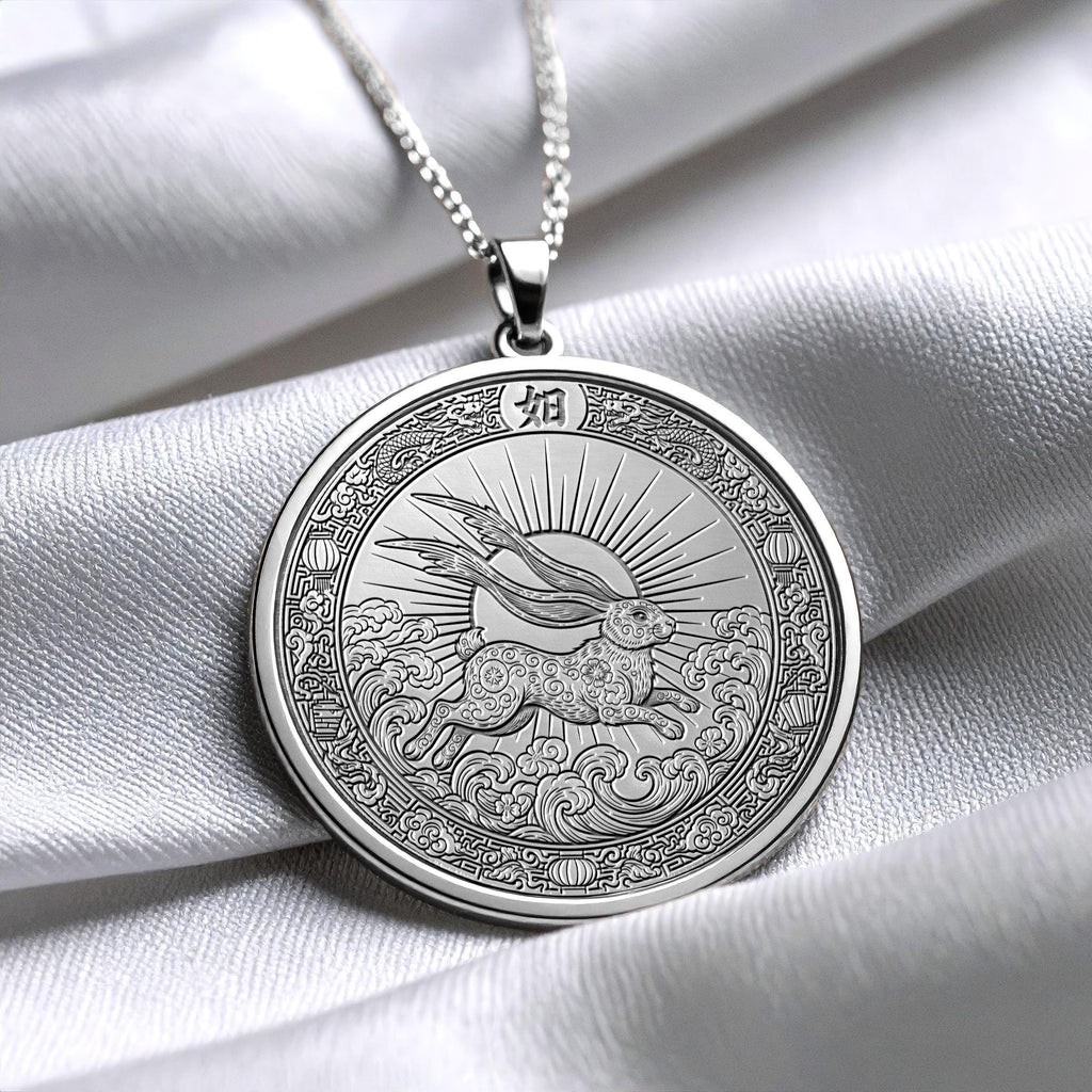 Year of the Rabbit Jewelry, Astrology Necklace, Animal Sign Charm, Elegance and Prosperity Pendant