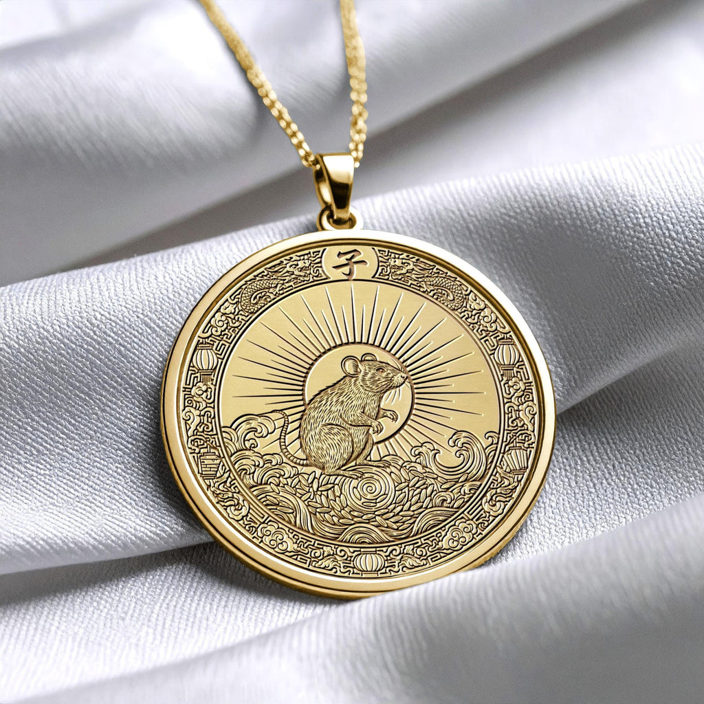Year of the Rat Pendant , Intelligence and Prosperity Symbol , Animal Sign Charm , Astrology Necklace 23