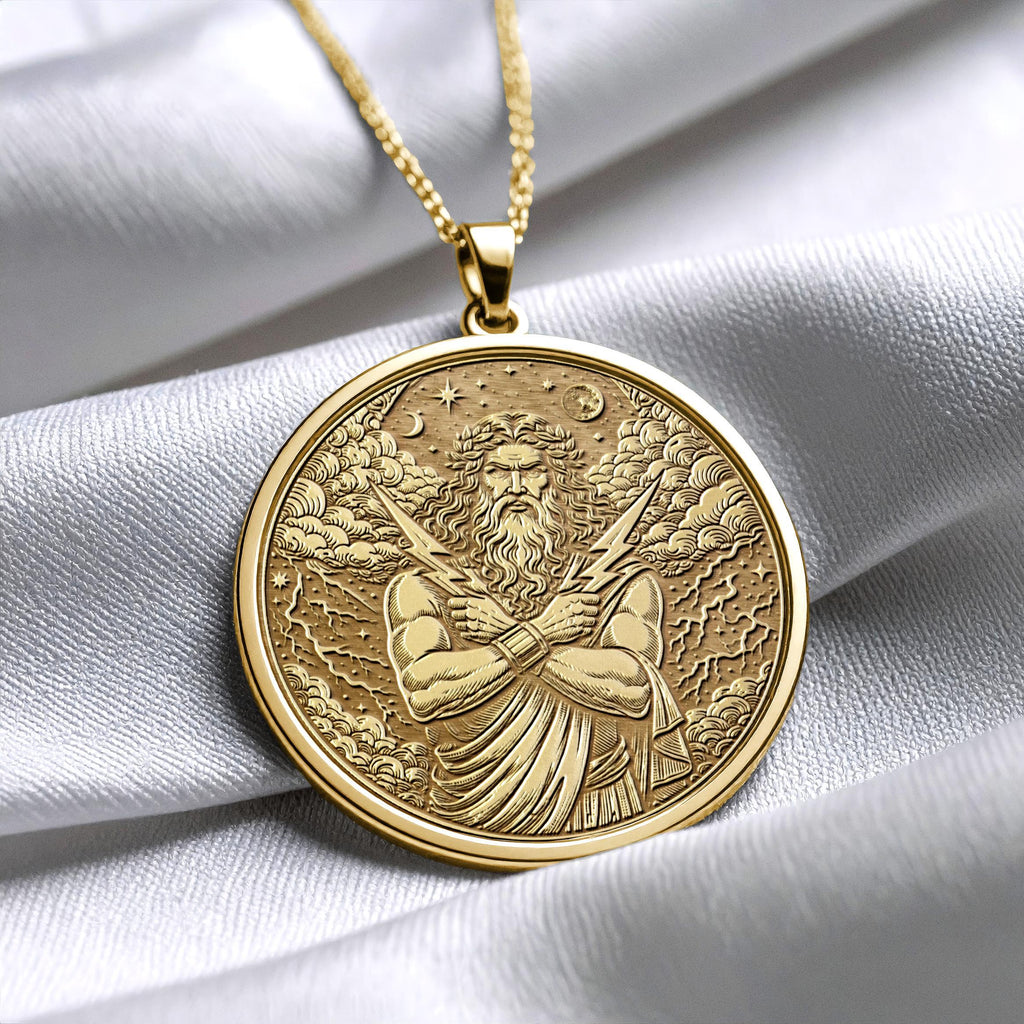 Zeus Necklace: 14k Gold Greek God Pendant, Mythology Jewelry