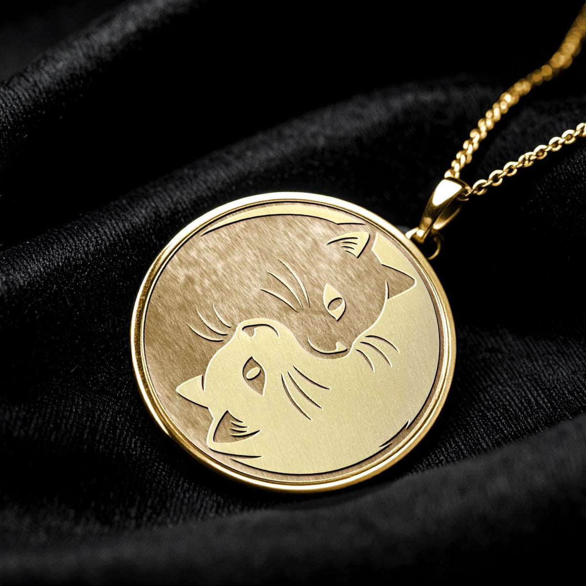 Yin Yang Cat Necklace – Minimalist Zen Balance Medallion