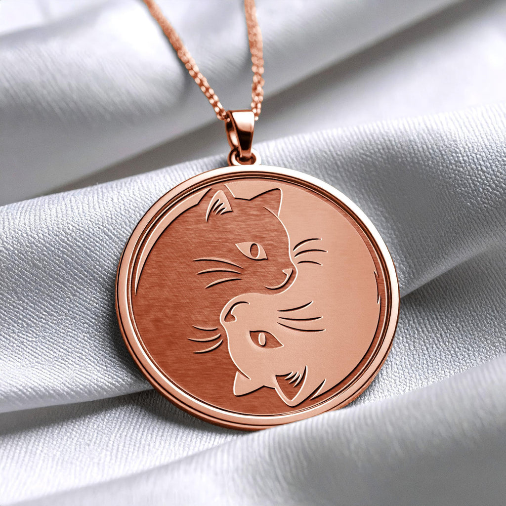 Yin Yang Cat Necklace – Minimalist Zen Balance Medallion