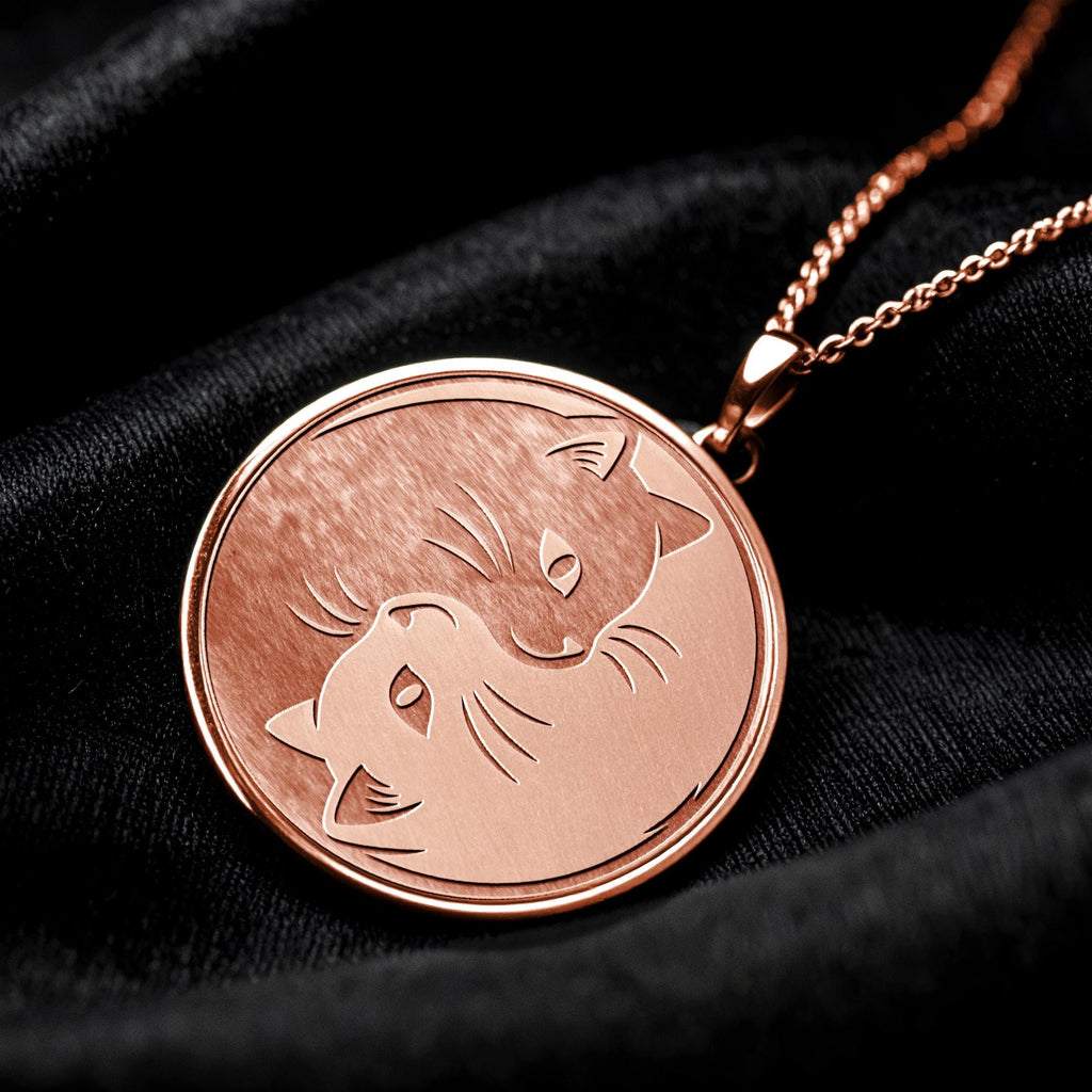 Yin Yang Cat Necklace – Minimalist Zen Balance Medallion